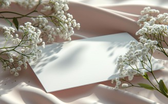 White Paper Flowers & Leaves Card Mockup 394