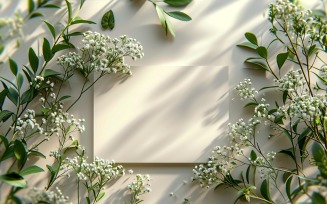 White Paper Flowers & Leaves Card Mockup 398