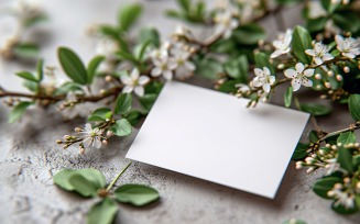 White Paper Flowers Leaves Card Mockup 389