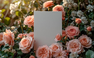 White Paper Leaves & Flowers Card Mockup 373