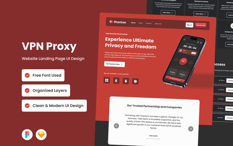 Phantom - VPN Proxy Landing Page V1 UI Element