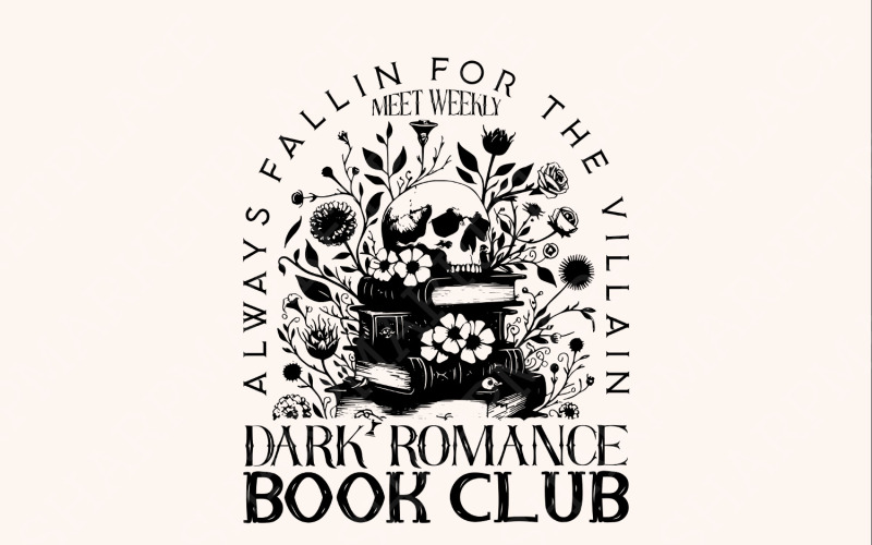 Dark Romance Book Club PNG, Book Lover, Bookish Png, Smut Lover Gift, Dark Romance Book, Spicy Book Illustration