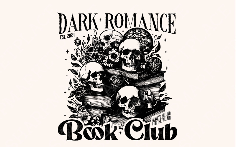 Dark Romance Book Club PNG, Book Lover, Bookish Png, Smut Lover Gift, Dark Romance Book Illustration