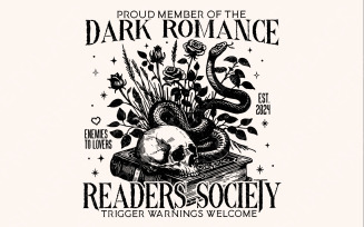 Dark Romance Readers Society PNG, Book Lover, Bookish Png, Smut Lover Gift, Dark Romance