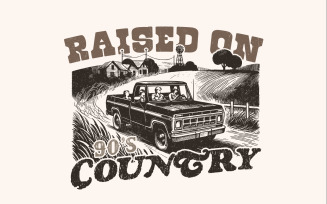 Raised on 90's Country PNG, Download, Western PNG, Sublimation PNG, Trendy, Country Music, Instant