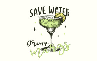 Save Water Drink Margs PNG, Funny Summer Sublimation, Margarita png, Digital Download, Drink Margs