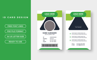 ID Card Layout with Green Background
