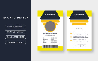 ID Card Layout with Yellow Background