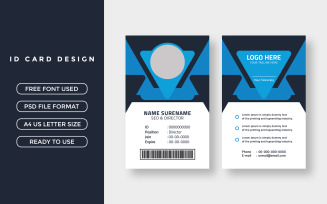 ID Card template with Blue Layout