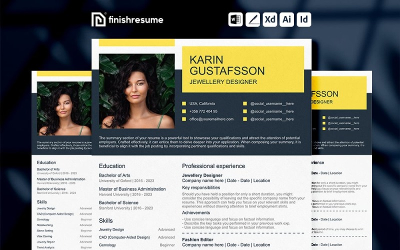 Jewellery designer Resume Template | Finish Resume