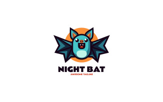Night Bat Mascot Cartoon Logo