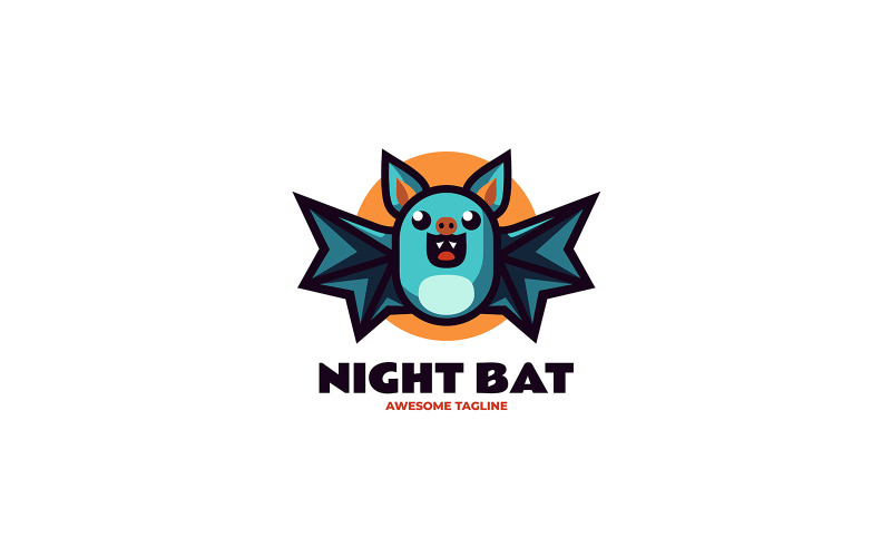 Night Bat Mascot Cartoon Logo Logo Template