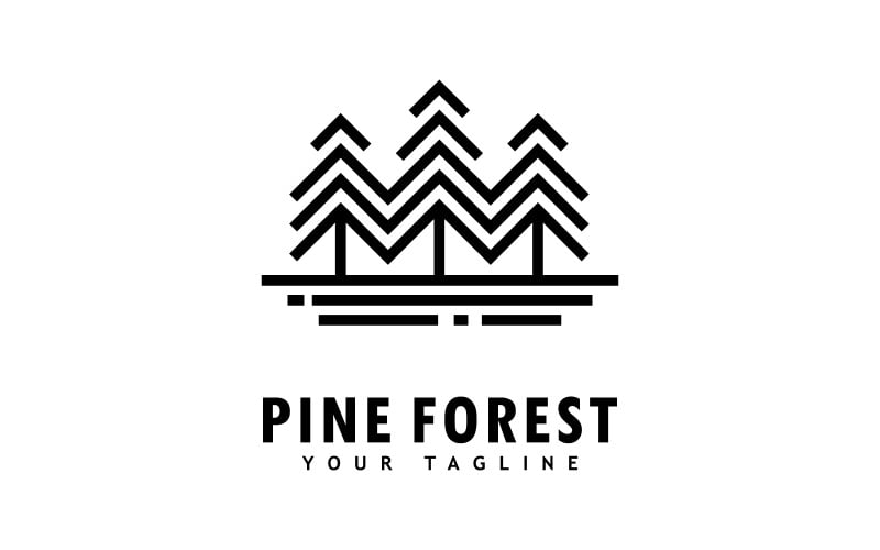 Pine tree logo template.Abstract pine tree icon V11 Logo Template