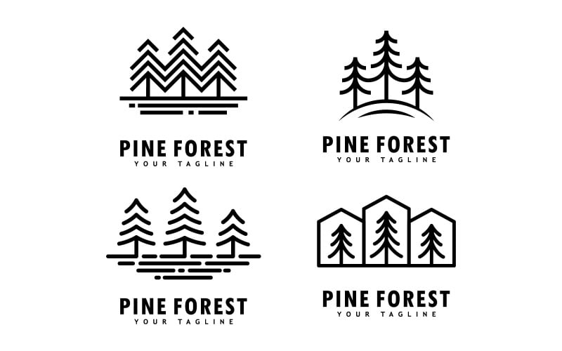 Pine tree logo template.Abstract pine tree icon V14 Logo Template