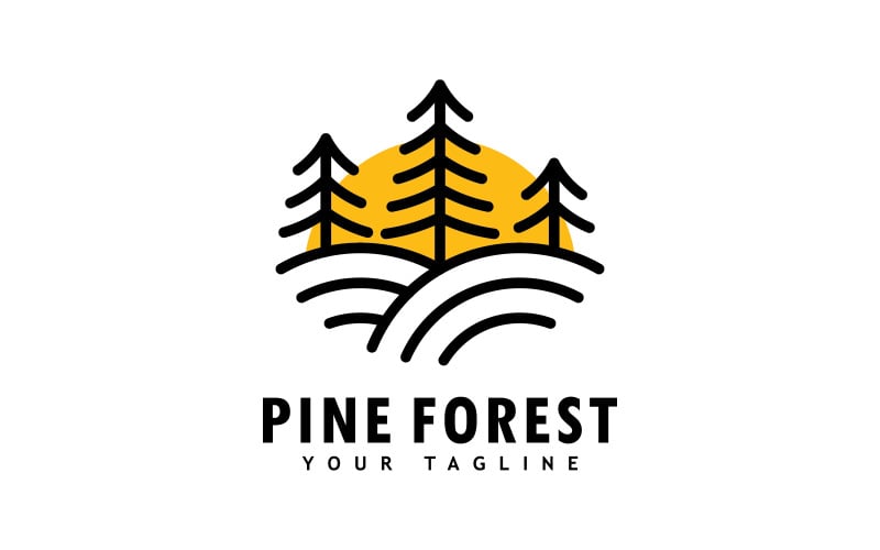 Pine tree logo template.Abstract pine tree icon V2 Logo Template