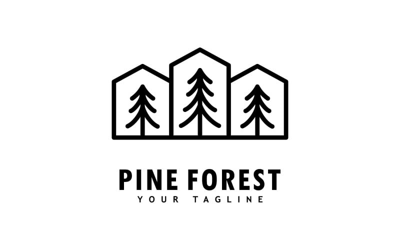 Pine tree logo template.Abstract pine tree icon V3 Logo Template