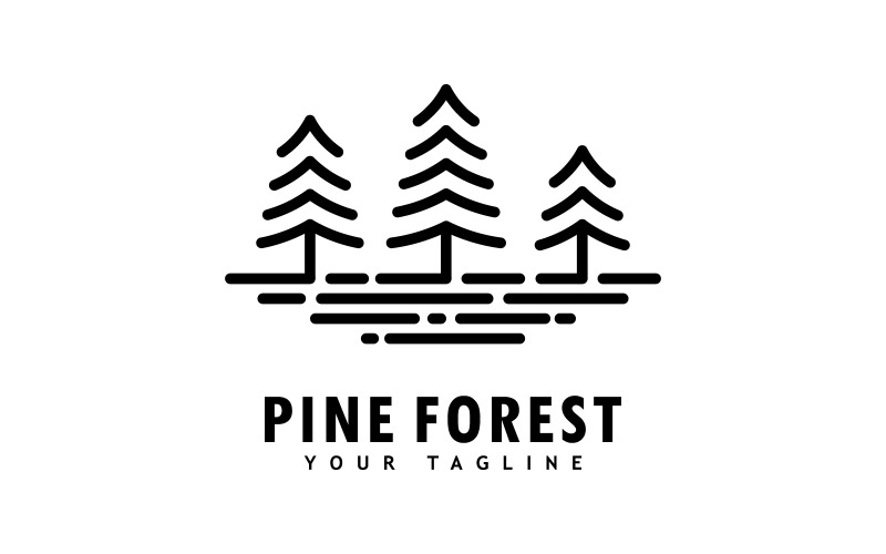 Pine tree logo template.Abstract pine tree icon V5 Logo Template