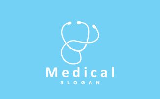 Stethoscope Logo Line Model Health Care DesignV14