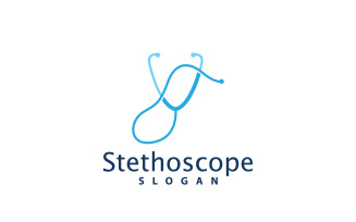 Stethoscope Logo Line Model Health Care DesignV26