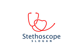Stethoscope Logo Line Model Health Care DesignV27