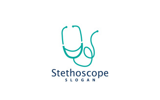 Stethoscope Logo Line Model Health Care DesignV28
