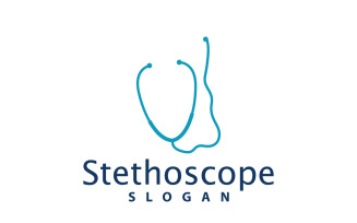 Stethoscope Logo Line Model Health Care DesignV29