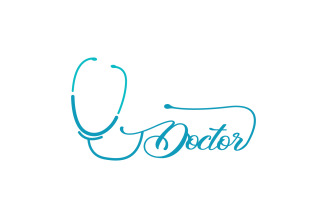 Stethoscope Logo Line Model Health Care DesignV2