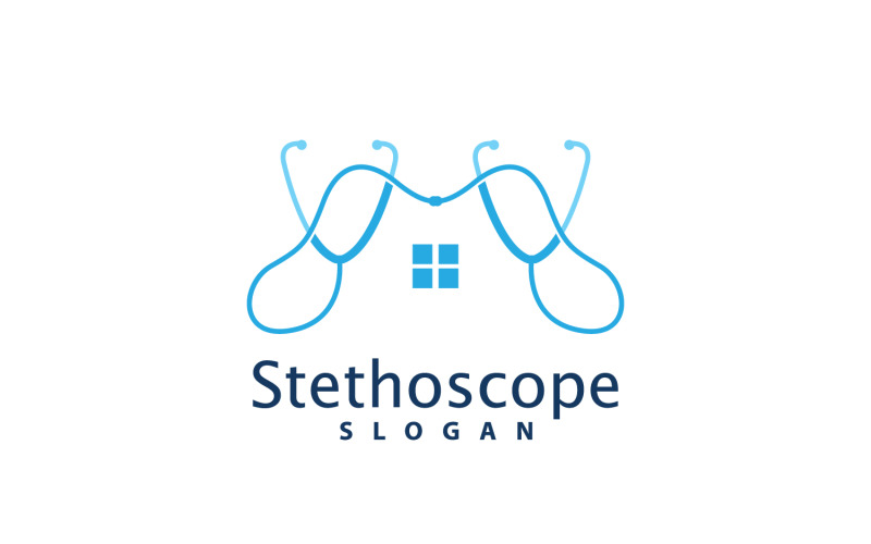 Stethoscope Logo Line Model Health Care DesignV34 Logo Template