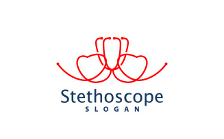 Stethoscope Logo Line Model Health Care DesignV35
