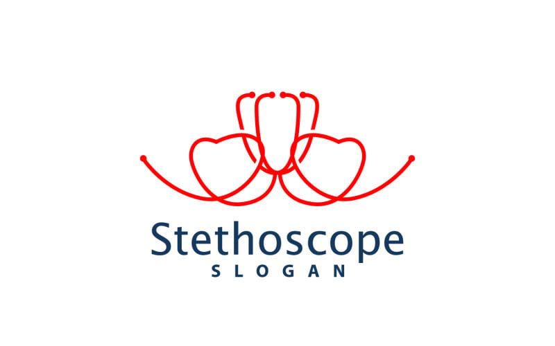 Stethoscope Logo Line Model Health Care DesignV35 Logo Template