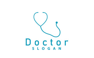 Stethoscope Logo Line Model Health Care DesignV3