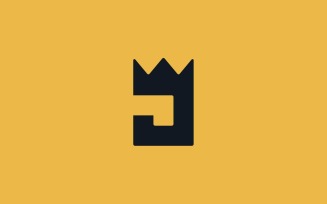 Letter J crown king logo design