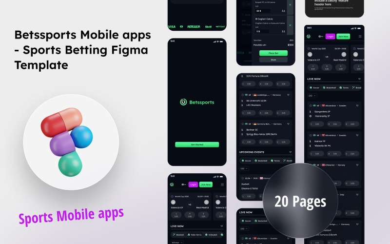 Betssports Mobile apps - Sports Betting Figma Template UI Element