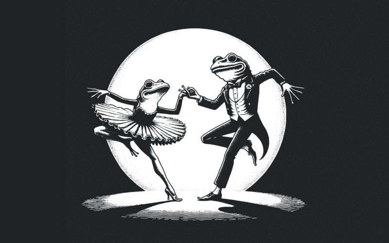 Funny Dancing Frog PNG, Clipart, Frog Sublimation Design, Retro Vintage Amphibian Art, Trendy Illustration