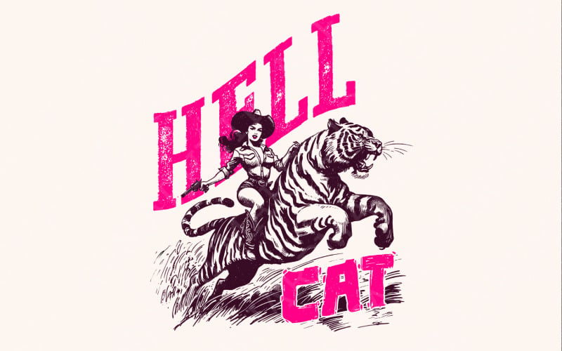 Hell Cat PNG, Cowgirl Tiger png, Cowboy Cat png, Greek Goddess png, Cute Western Cat, Cat Cowboy Illustration