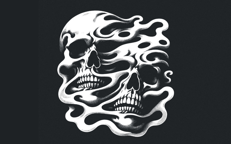 Melting Skull PNG, Gothic Skull Design, Halloween Sublimation, Modern Horror, Dark Aesthetic Illustration