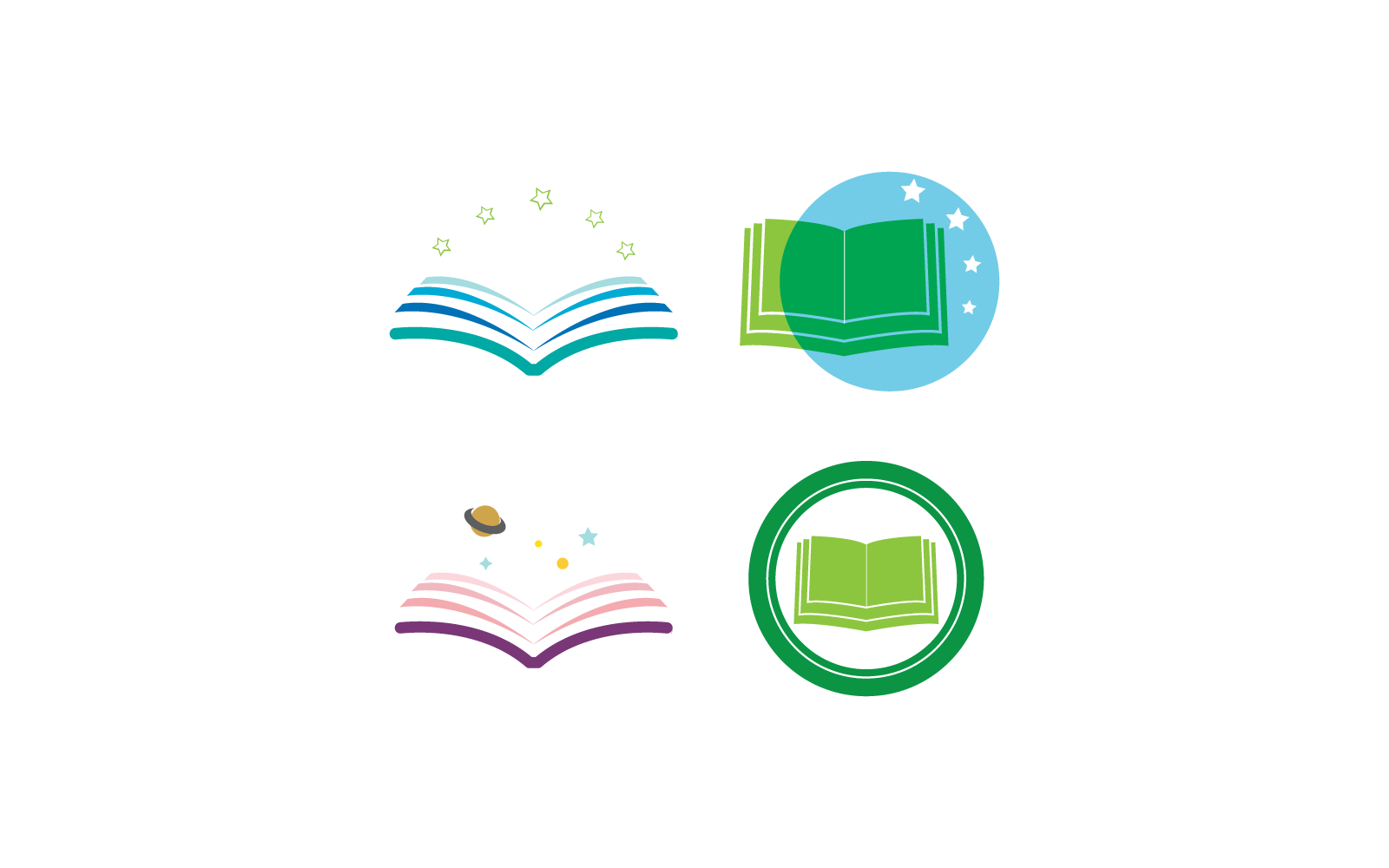 Boek onderwijs platte ontwerp logo vector sjabloon