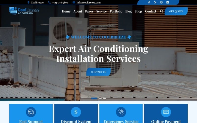 CoolBreeze - Air Conditioning & Heating Services HTML5 Template Website Template