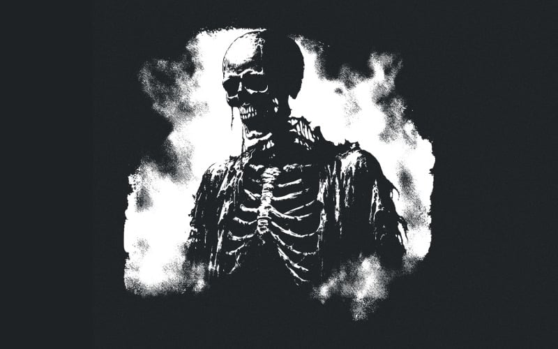 Emerging Skeleton PNG, Haunting Mist Art, Gothic Skeleton png, Spooky PNG, Dark Fantasy Art Illustration