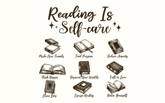 Retro Bookish PNG, Mental Health Reading, Read More Books Art, Book Lover Gift, Book Worm Download