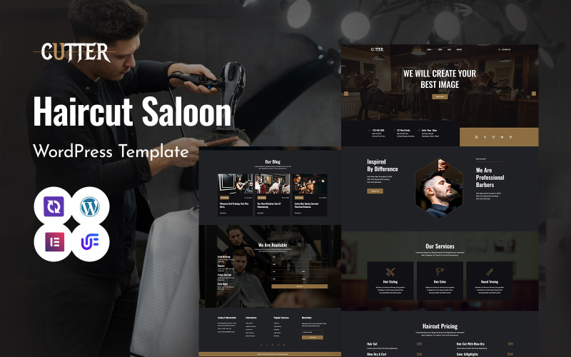 Cutter - Barber Modern Shop And Hairdresser WordPress Elementor Theme WordPress Theme