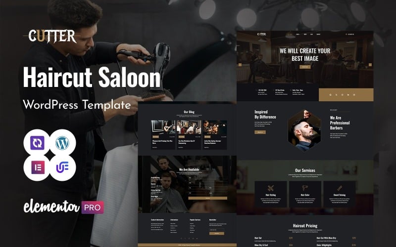 Cutter - Barber Modern Shop And Hairdresser WordPress Elementor Theme WordPress Theme