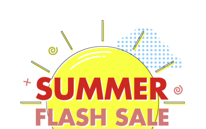 Summer flash sale sticker in Memphis style Vector Graphic