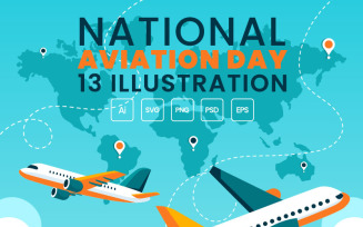 13 National Aviation Day Vector Illustration