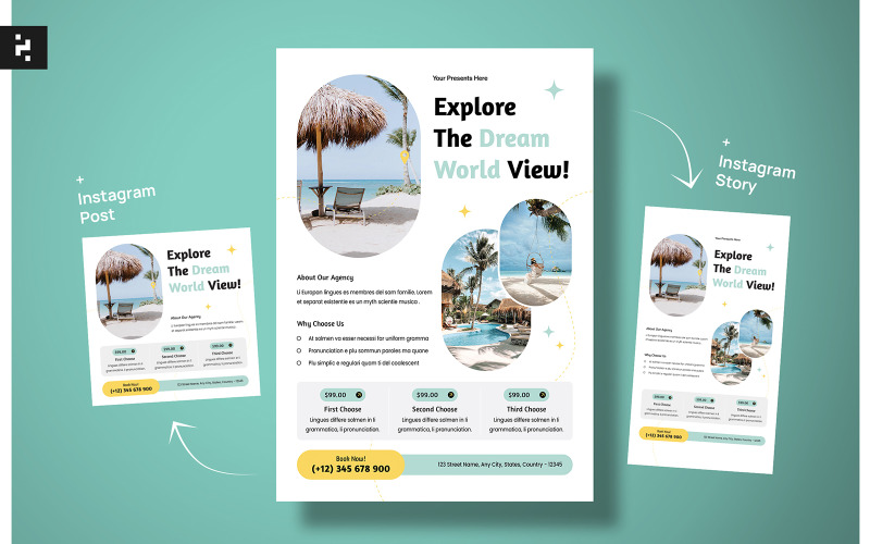 Tosca Travel Agency Flyer Template Corporate Identity