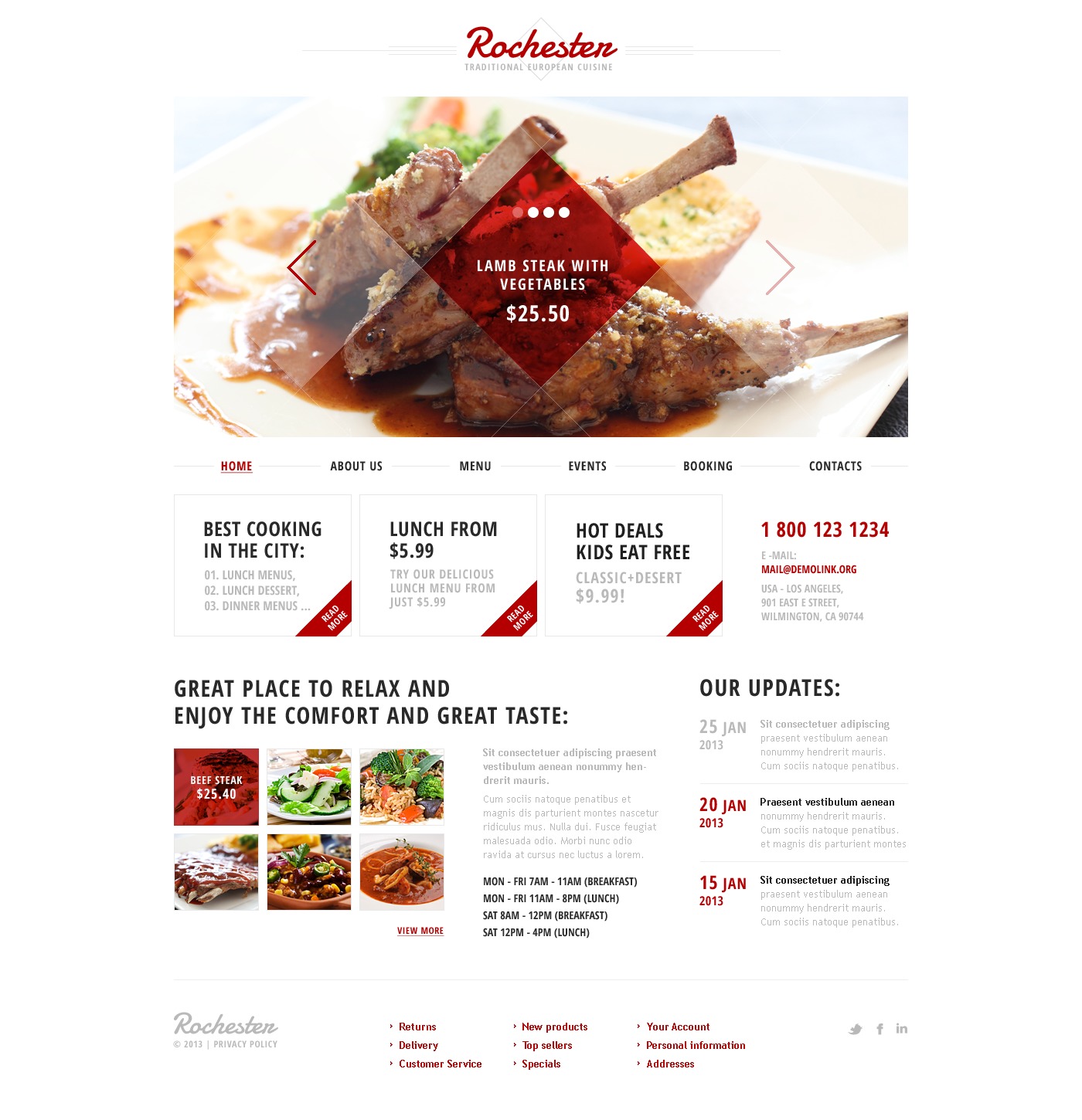 Cafe Restaurant Responsive Website Template