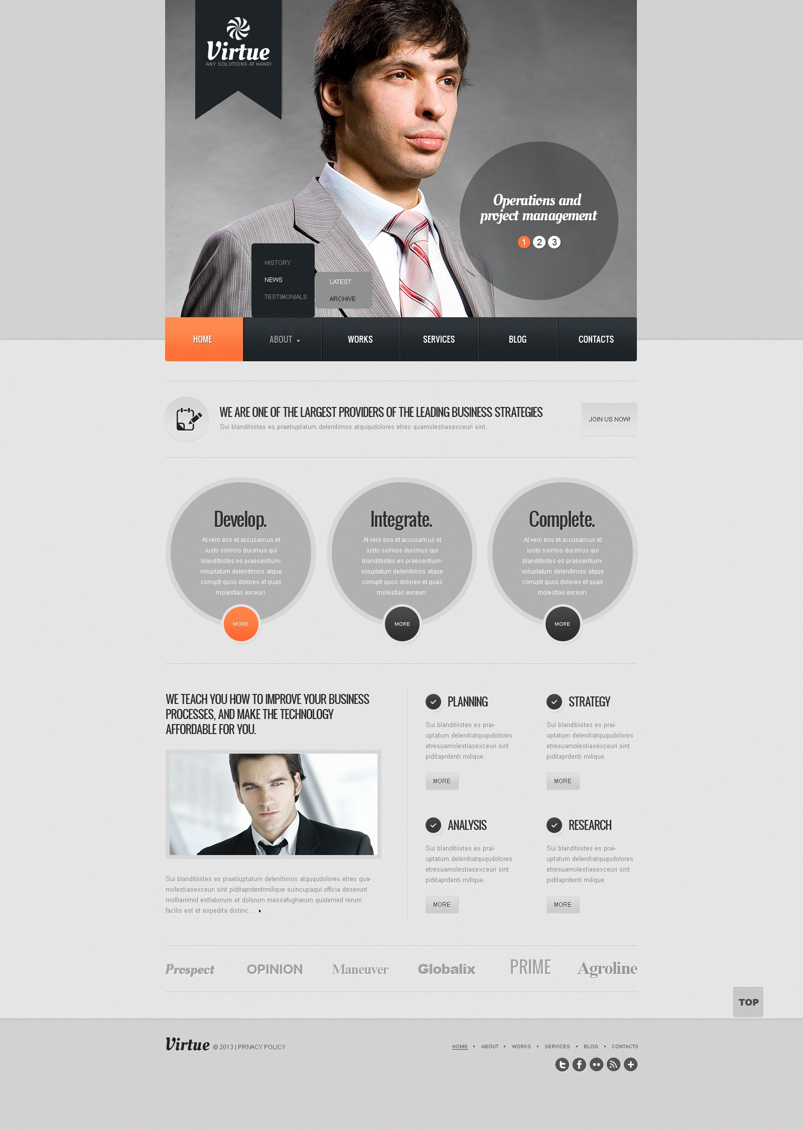 Gray Management Wordpress Theme #42919