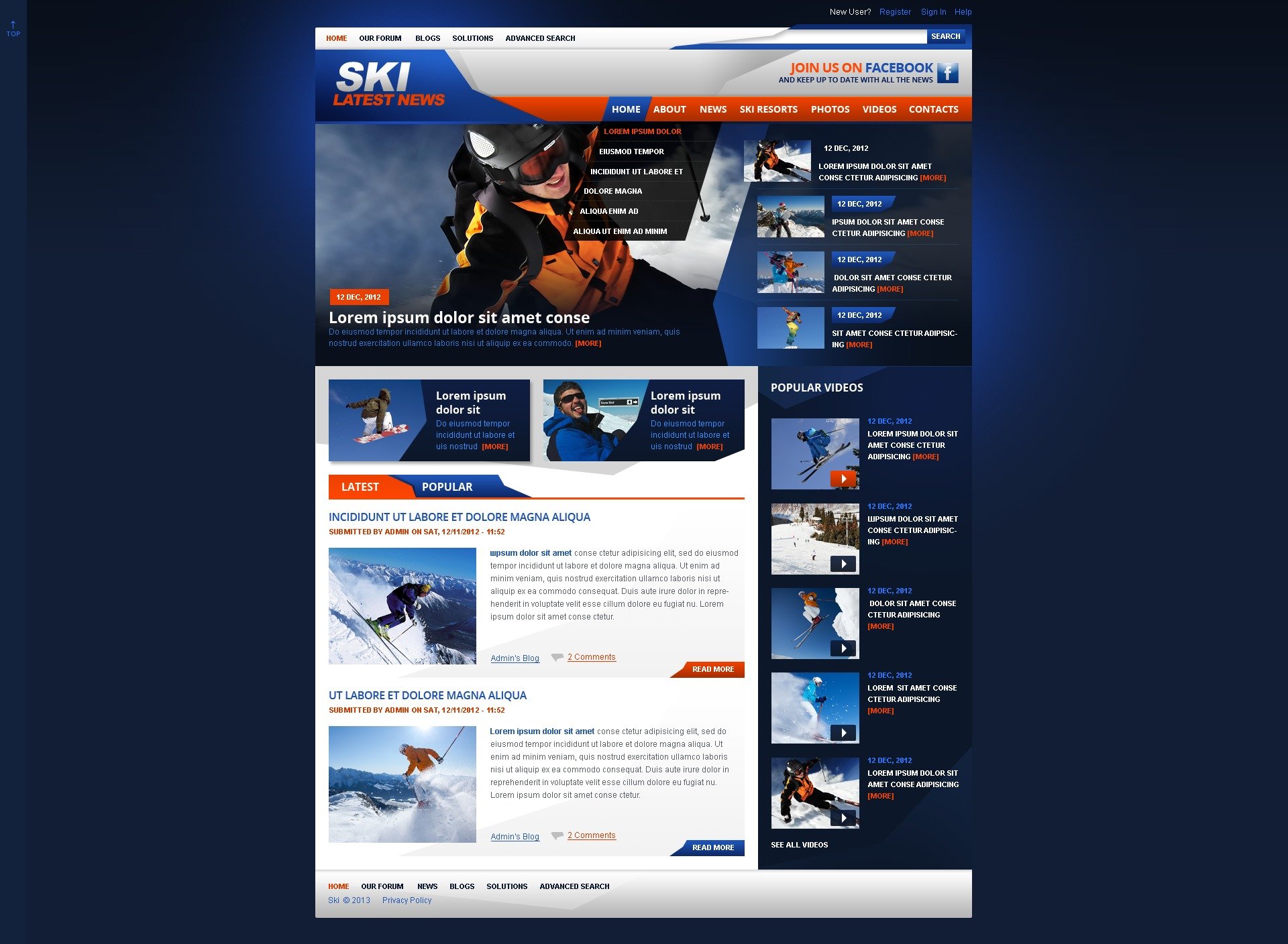 "Sport de skis" thème Drupal #42924 - screenshot