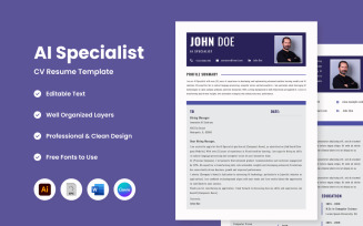 CV Resume AI Specialist V1 a cutting-edge template designed for AI specialists