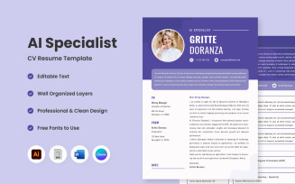 CV Resume AI Specialist V2 the next level in resume templates for AI specialists